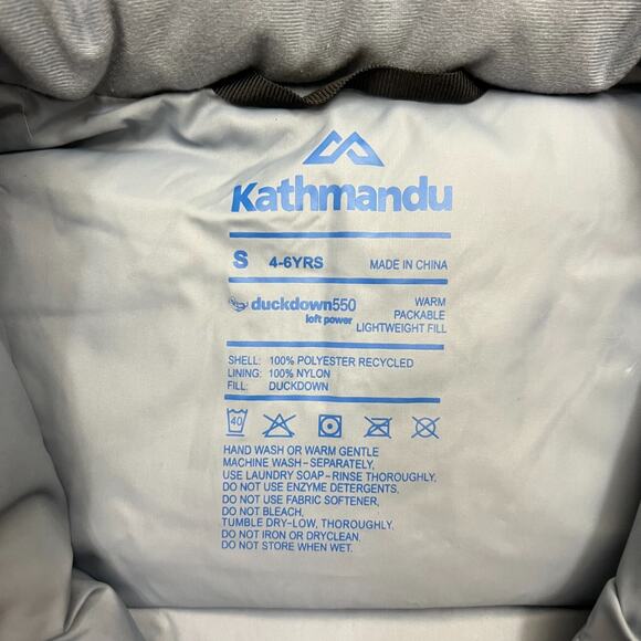 Kathmandu Kids Small (4-6yrs) Down 550 Fill Puffer Jacket Black Packable - Picture 6 of 10